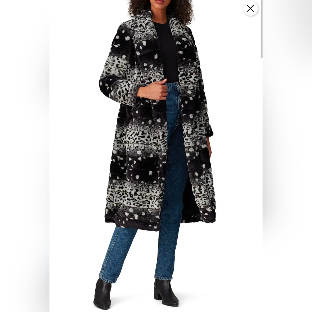 Hutch Monochrome Animal Print Teddy Coat